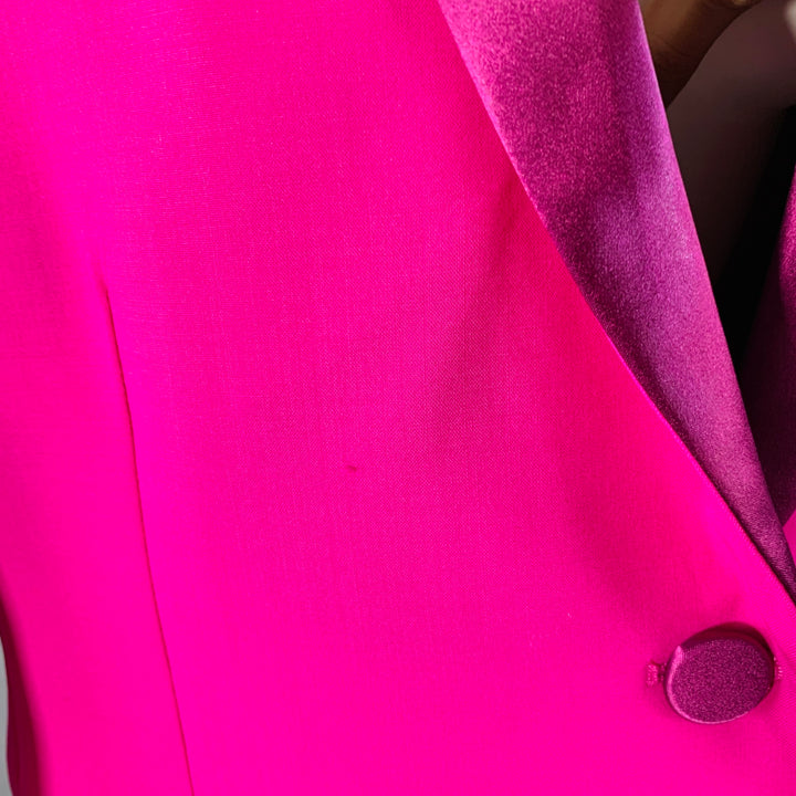 MSGM Size 8 Magenta Wool Blend Shawl Collar Jacket Blazer