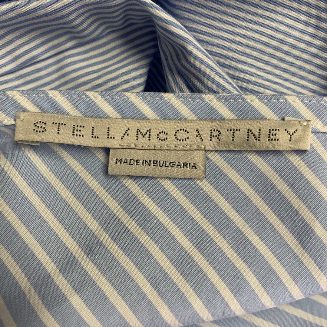 STELLA McCARTNEY Size 8 Blue White Cotton Stripe Belted Shirt Dress