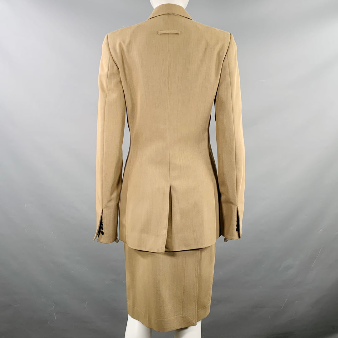 JEAN PAUL GAULTIER Size 6 Beige Wool Single Breasted Skirt Suit