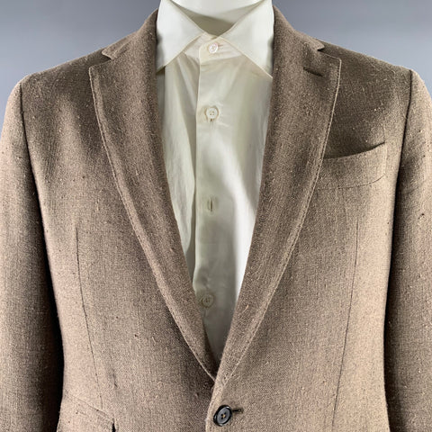 SID MASHBURN Size 44 Brown Textured Silk Linen Cotton Sport Coat