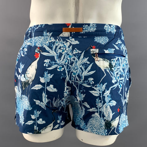2EROS Size L Blue White & Red Abstract Swim Brief Shorts