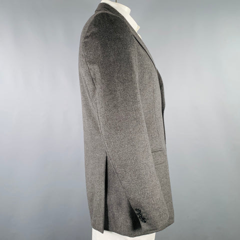 Z ZEGNA Size 40 Long Grey Angora Blend Single Breasted Sport Coat