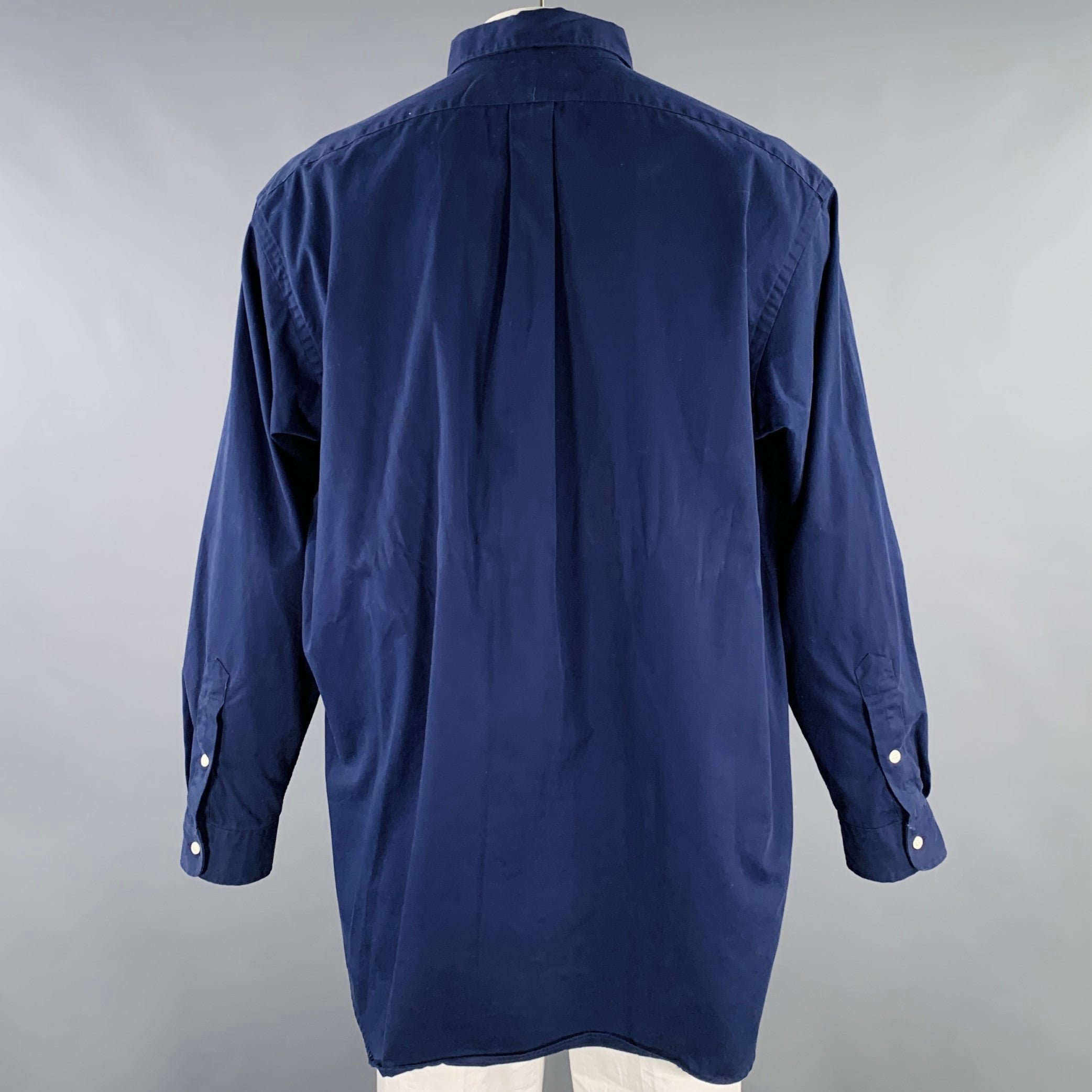 RALPH LAUREN Size XL Blake Navy Cotton Button Down Long Sleeve