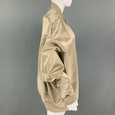 RICK OWENS Size 4 Shiny Sage Natural Jumbo Peter Flight Jacket