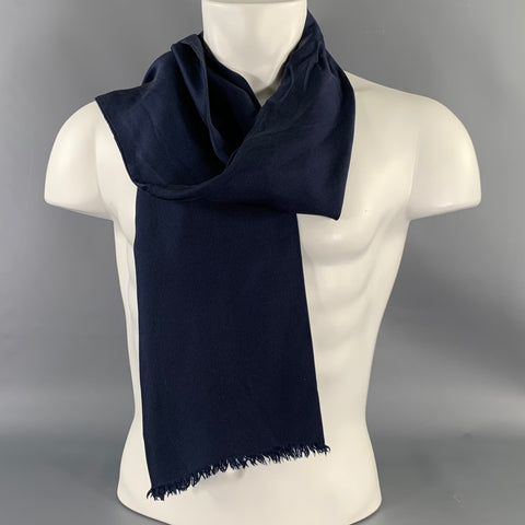 NO BRAND Navy Silk Blend Scarf