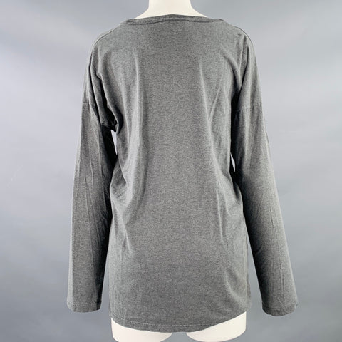 DRIES VAN NOTEN Taille M Haut Décontracté Gris Anthracite Col V