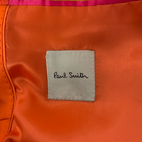 PAUL SMITH Chest Size 44 Orange Neon Wool Peak Lapel Sport Coat