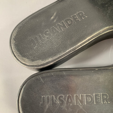 JIL SANDER Sandales à plateforme en cuir noir Taille 9.5