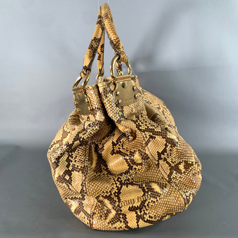 MIU MIU Tan Brown Snakeskin Snakeskin Leather Hobo Handbag