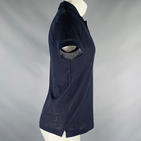 SUNSPEL Size M -Riviera- Navy Mesh Cotton One Pocket Polo