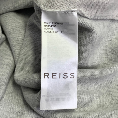 REISS Size M Waver Grey Cream Beige Stripe Cotton Blend 1/4 Zip Pullover
