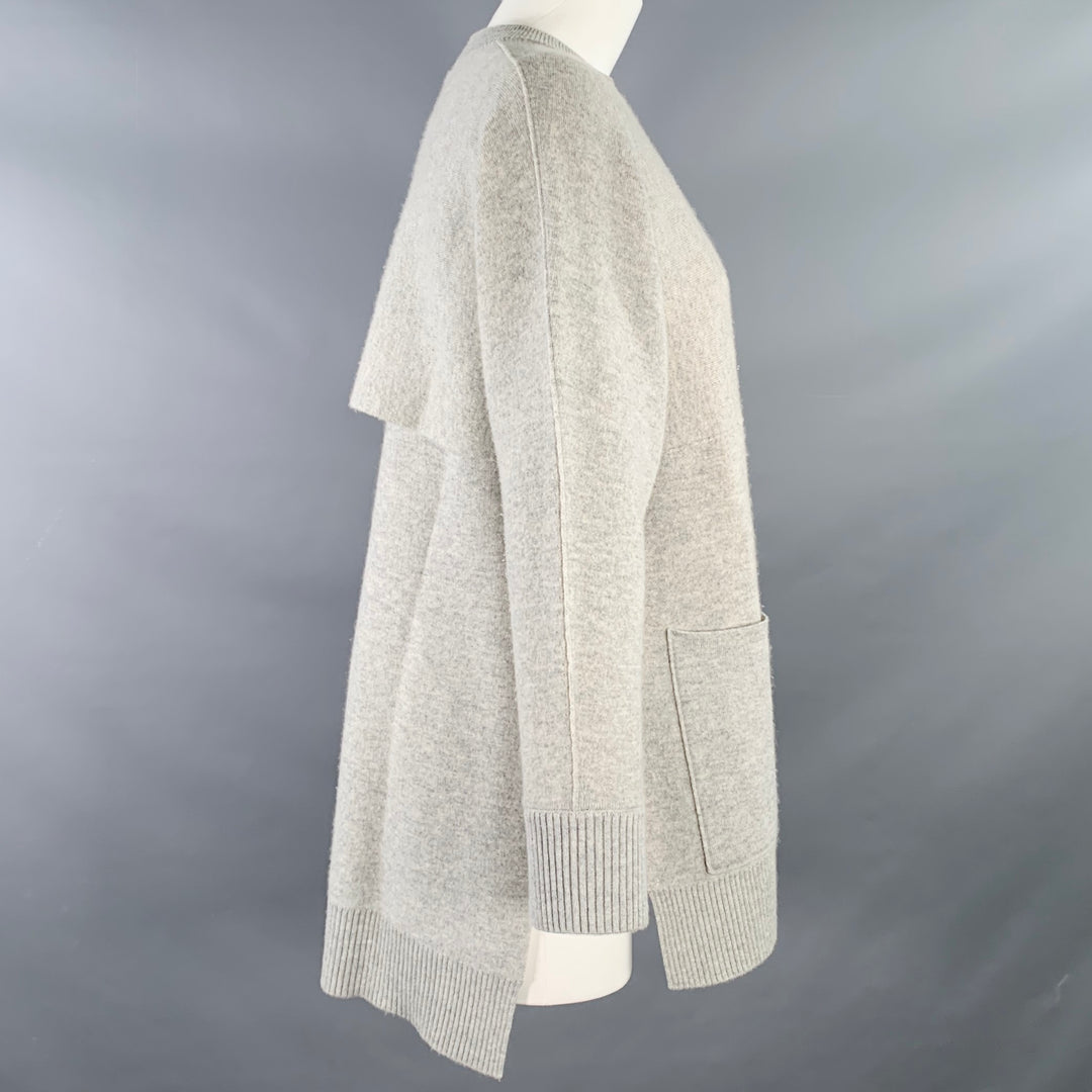 PROENZA SCHOULER Size XS Heather Grey Cashmere Blend Crew Neck Large Pockets Pullover