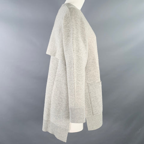 PROENZA SCHOULER Taille XS Gris chiné Mélange Cachemire Col Rond Grandes Poches Pull