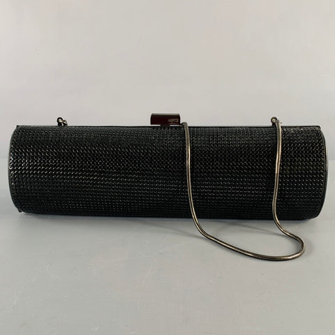 WHITING & DAVIS Black Mixed Materials Leather Metal Handbag