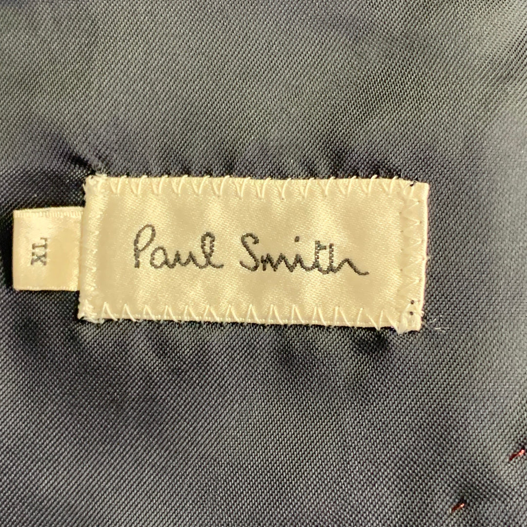 PAUL SMITH Size XL Navy Nylon Twill Double Breasted Coat