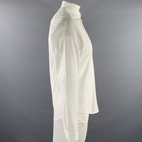SANDRO Size M White Solid Cotton Pointed Collar Long Sleeve Shirt