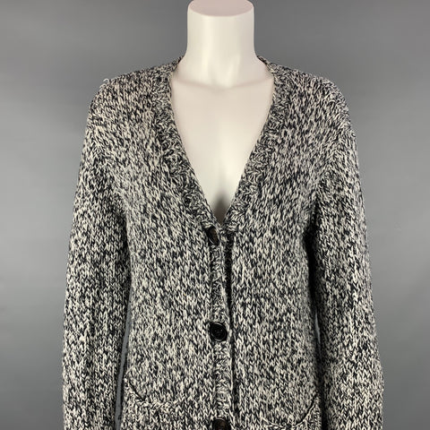 L'AGENCE Cárdigan extragrande de lana merino de punto azul marino y gris talla M