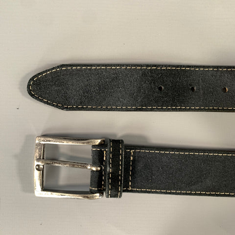 1901 Size 34 Black Brown Suede Leather Belt