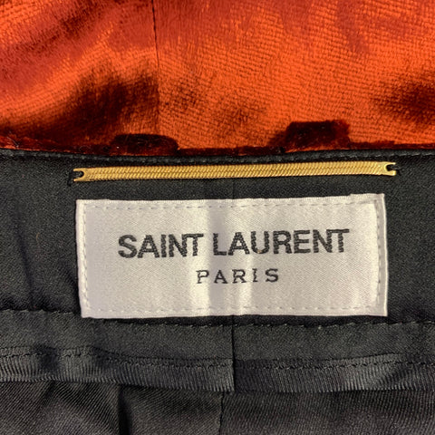 Pantalon habillé SAINT LAURENT en velours mélangé de viscose bordeaux, taille 4
