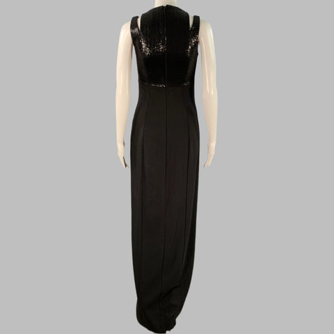 MICHAEL KORS Size 2 Black Virgin Wool Blend Cutout Sequined Evening Gown