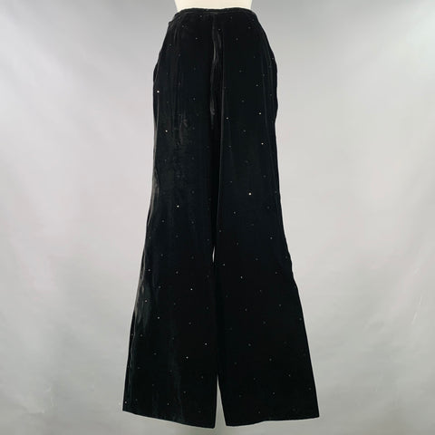 GIORGIO ARMANI Size S Black Velvet Rhinestones Side Zipper Casual Pants