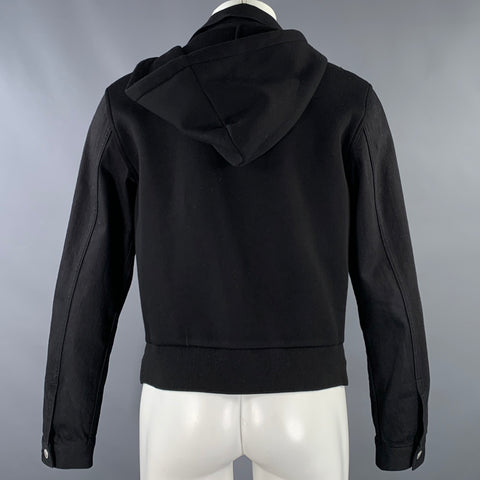 ALEXANDER MCQUEEN Size 40 Black Red Twill Cotton Blend Denim Jacket