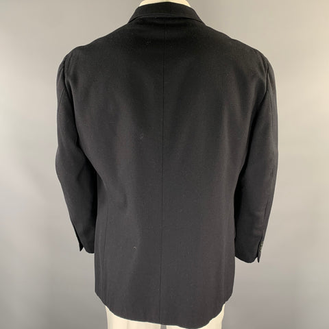 RALPH LAUREN Size XL Black Wool Cotton Peak Lapel Sport Coat