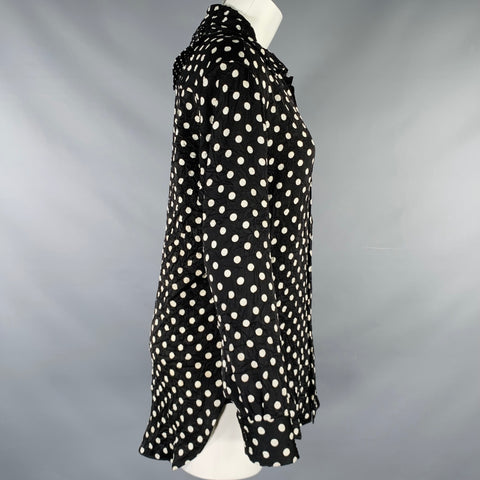 YOHJI YAMAMOTO Size S Black White Polyester Polka Dot One pocket Blouse