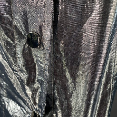 A.L.C. Size 4 Metallic Silver Cotton Blend Snaps Collarless Jacket