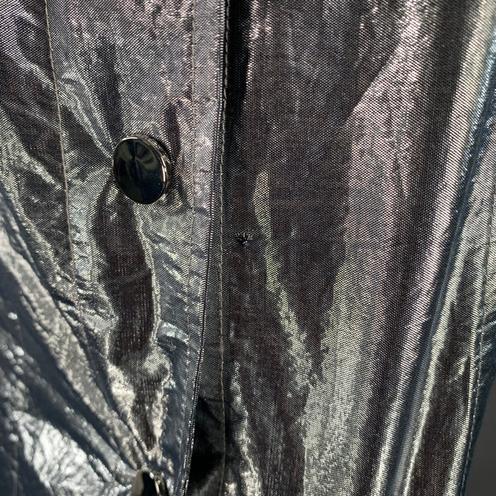 A.L.C. Size 4 Metallic Silver Cotton Blend Snaps Collarless Jacket