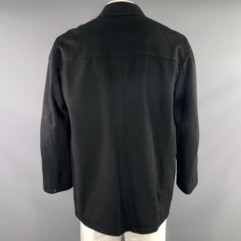 ERMENEGILDO ZEGNA Size L Black Cashmere Button Up Coat