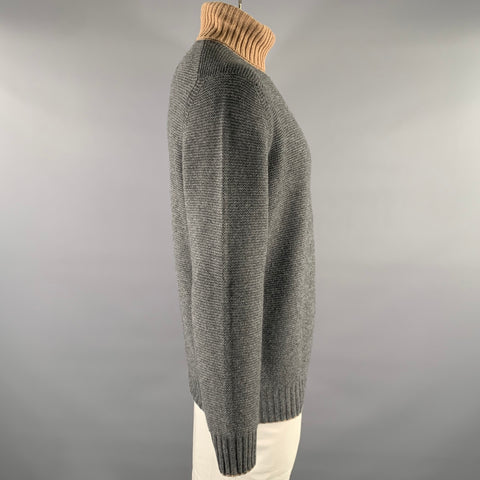 BRUNELLO CUCINELLI Size L Grey Camel Wool Cashmere Silk Turtleneck Pullover