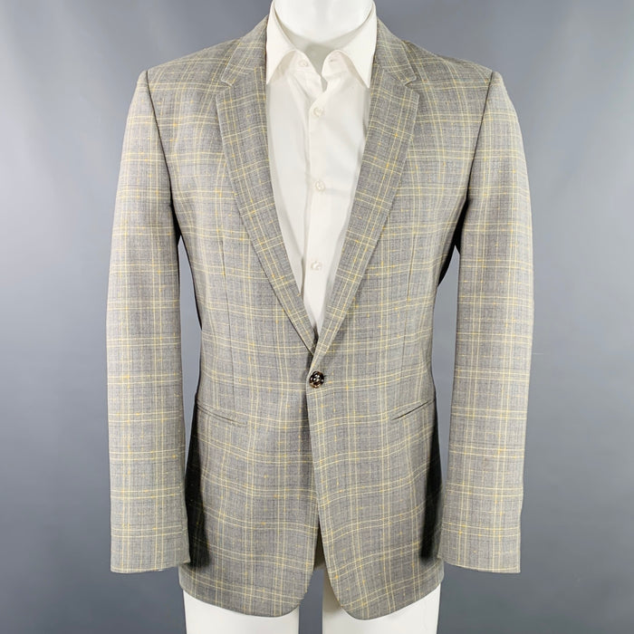 MAISON MARTIN MARGIELA Size 38 Grey Yellow Plaid Sport Coat