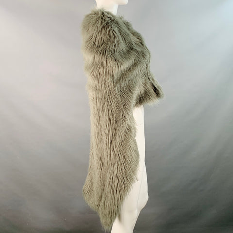 Y-3 Size M Grey Black Shaggy Faux Fur Double Breasted Cocoon Cape Vest
