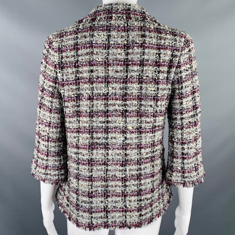 CHANEL FW2005 Size 4 Purple Grey Silk Blend Open Front Jacket