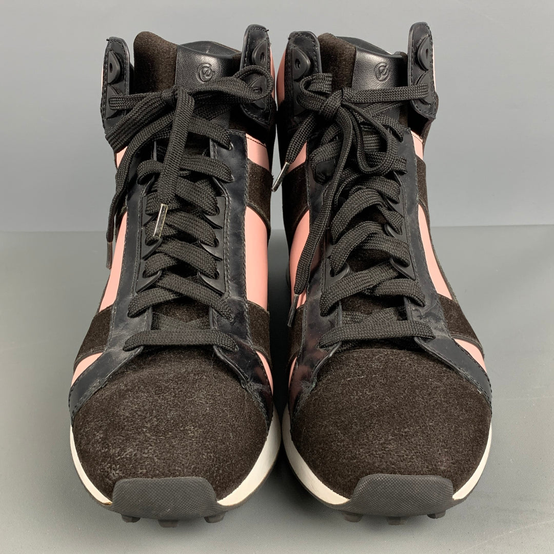 3.1 PHILLIP LIM Talla 9.5 Zapatillas altas con bloques de color de cuero negro y rosa