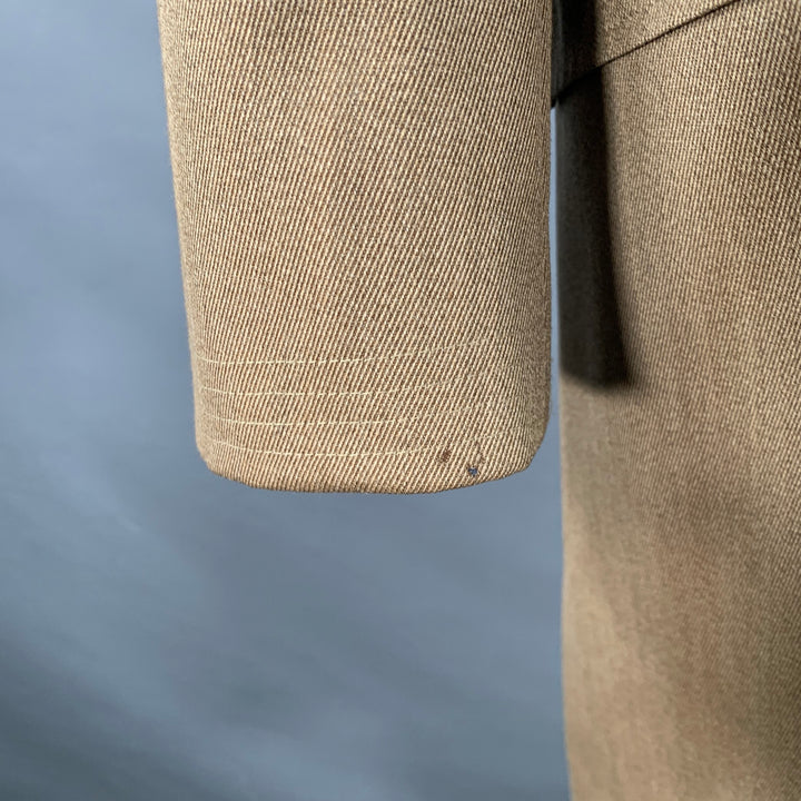 ALEXANDRE Size 46 Tan Brown Virgin Wool Twill Contrast Trim Hidden Buttons Coat