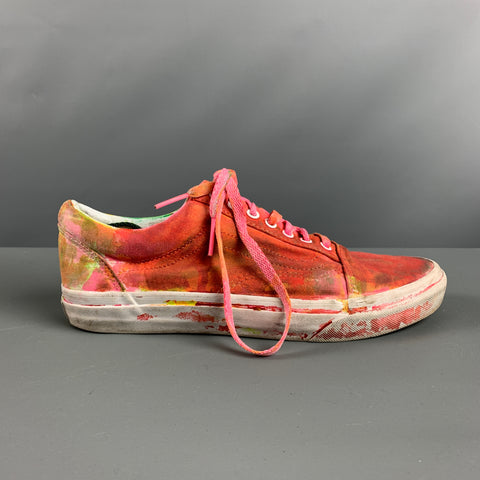 VANS Size 9 Pink Multi-Color Paint Splatter Canvas Sneakers