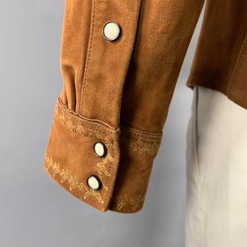 RRL by RALPH LAUREN Size XL Brown Embroidered Suede Western Jacket