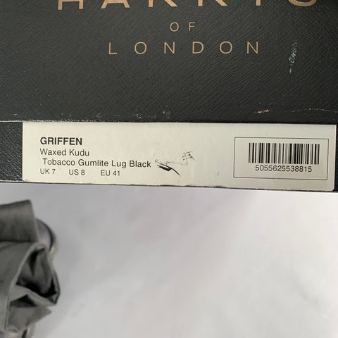 HARRYS OF LONDON Bottines à lacets Griffen en cuir nubuck noir, taille 8