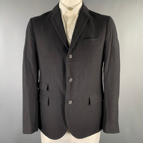 WOOSTER + LARDINI Veste de sport noire en lin et laine, taille 42 Regular