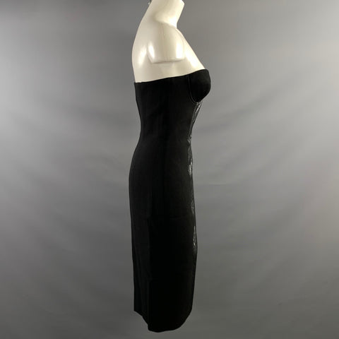 MICHAEL KORS COLLECTION Size 6 Black Silver Wool  Spandex Quilted Dress