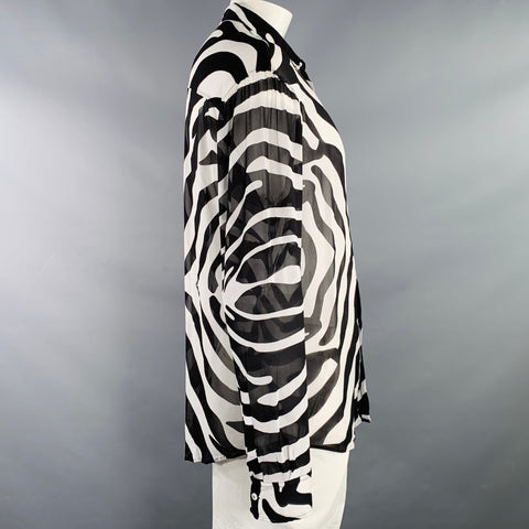 DSQUARED2 Size L Black White Zebra Viscose Button Up Long Sleeve Shirt