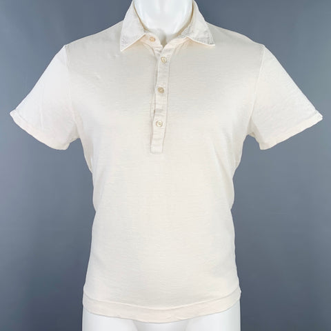 BOGLIOLI Size XS Cream Linen Half Placket Polo