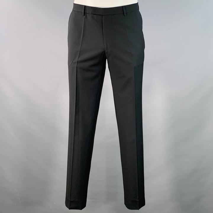 SAND Size 42 Black Wool Twill Notch Lapel Suit