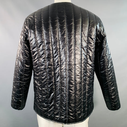 SOUTH 2 WEST 8 Size L Black Quilted Nylon Collarless Puffer Jacket