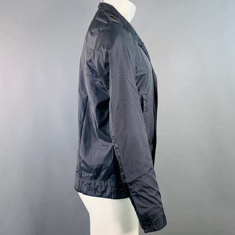 PRADA Size M Navy Nylon Epaulets Buttoned Jacket