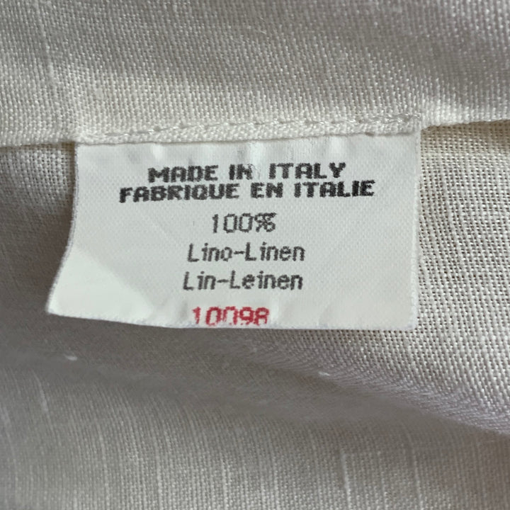 BYBLOS Size L Cream Gold Embroidery Linen One Pocket Long Sleeve Shirt
