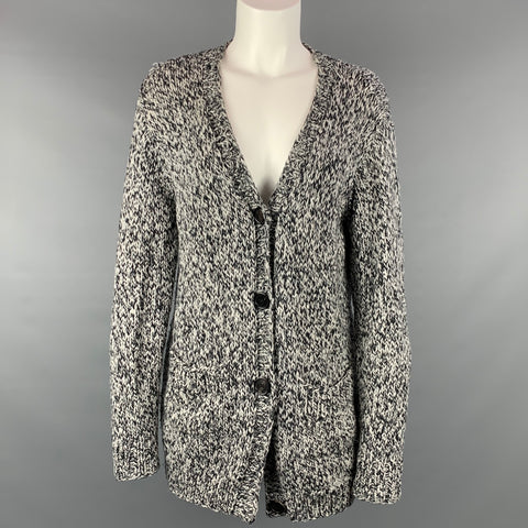 L'AGENCE Cárdigan extragrande de lana merino de punto azul marino y gris talla M