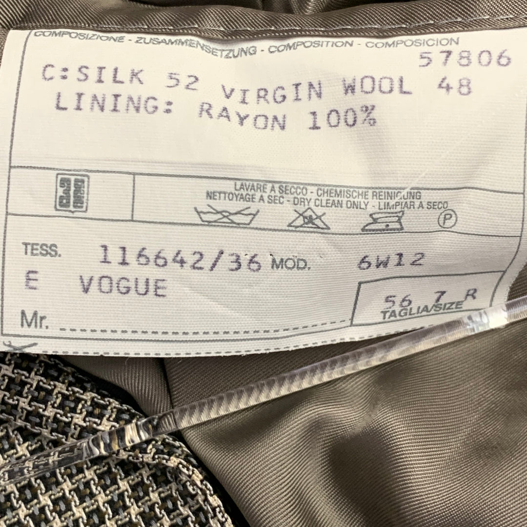 CORNELIANI Size 46 Regular Black White Grid Silk Virgin Wool Notch Lapel Sport Coat